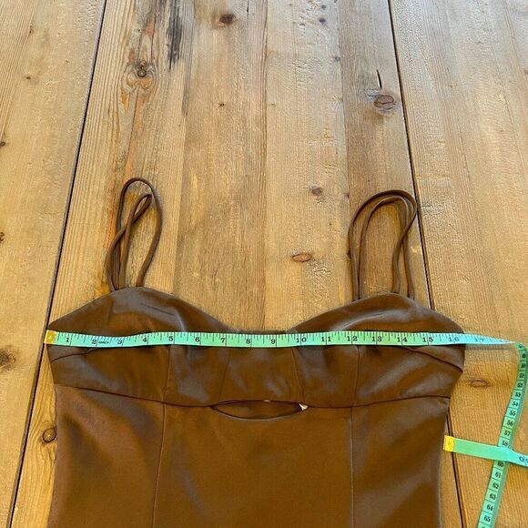 Meshki Ayla Chocolate Satin Cut out Mini Dress Size Small NWT - Picture 11 of 14